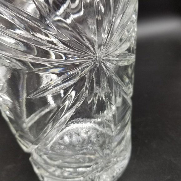 Vintage Clear Water Tea Drink Pitcher Floral Pressed Glass 8.50" Ribbed Handle - Picture 4 of 14